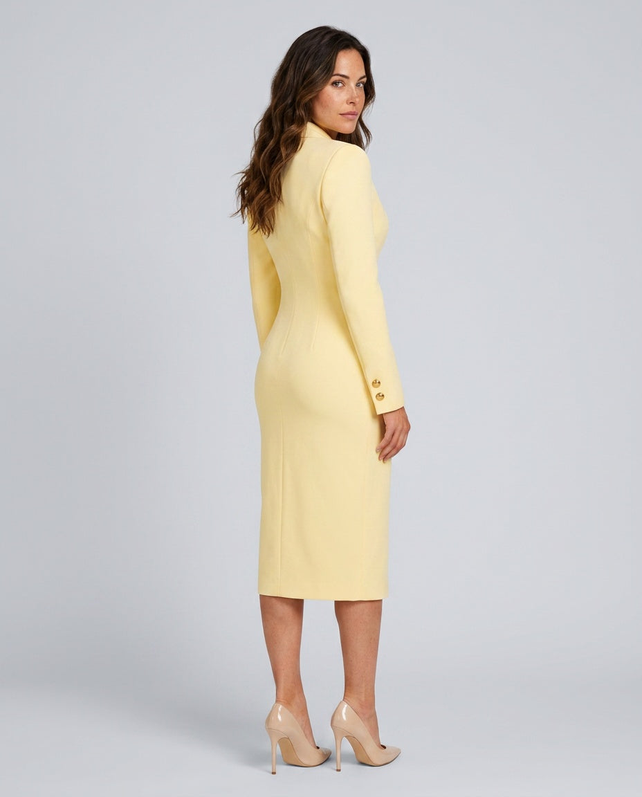 Ada | Double-Breasted V-Neck Midi Dress
