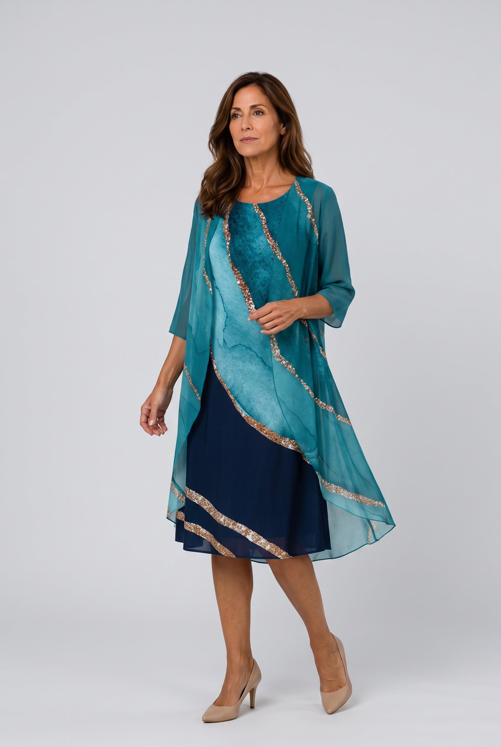 Orla | Layered Open Front Midi Dress
