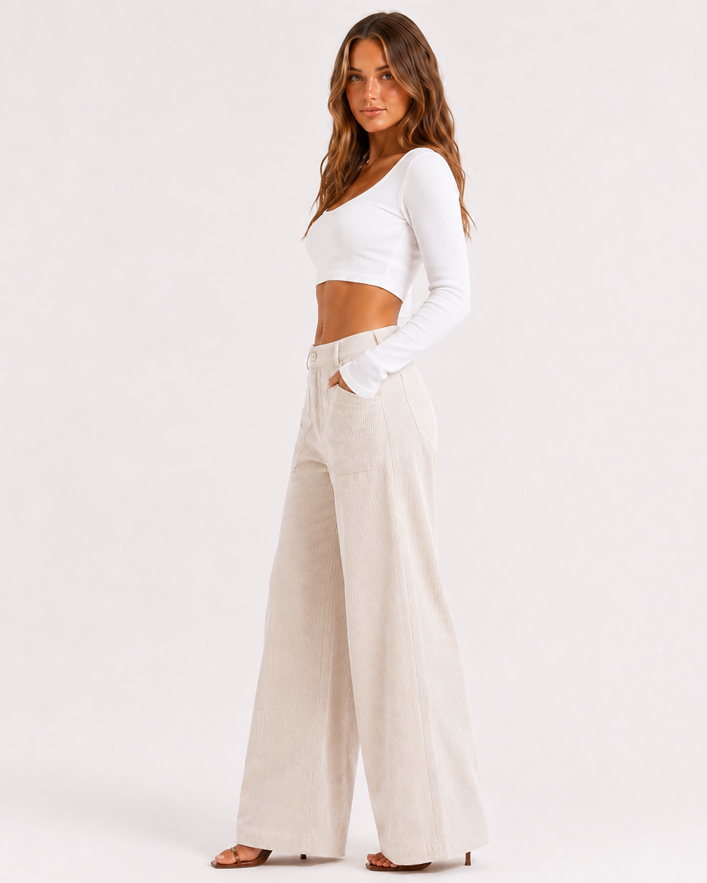 Frankie | High Waist Wide-Leg Corduroy Trousers