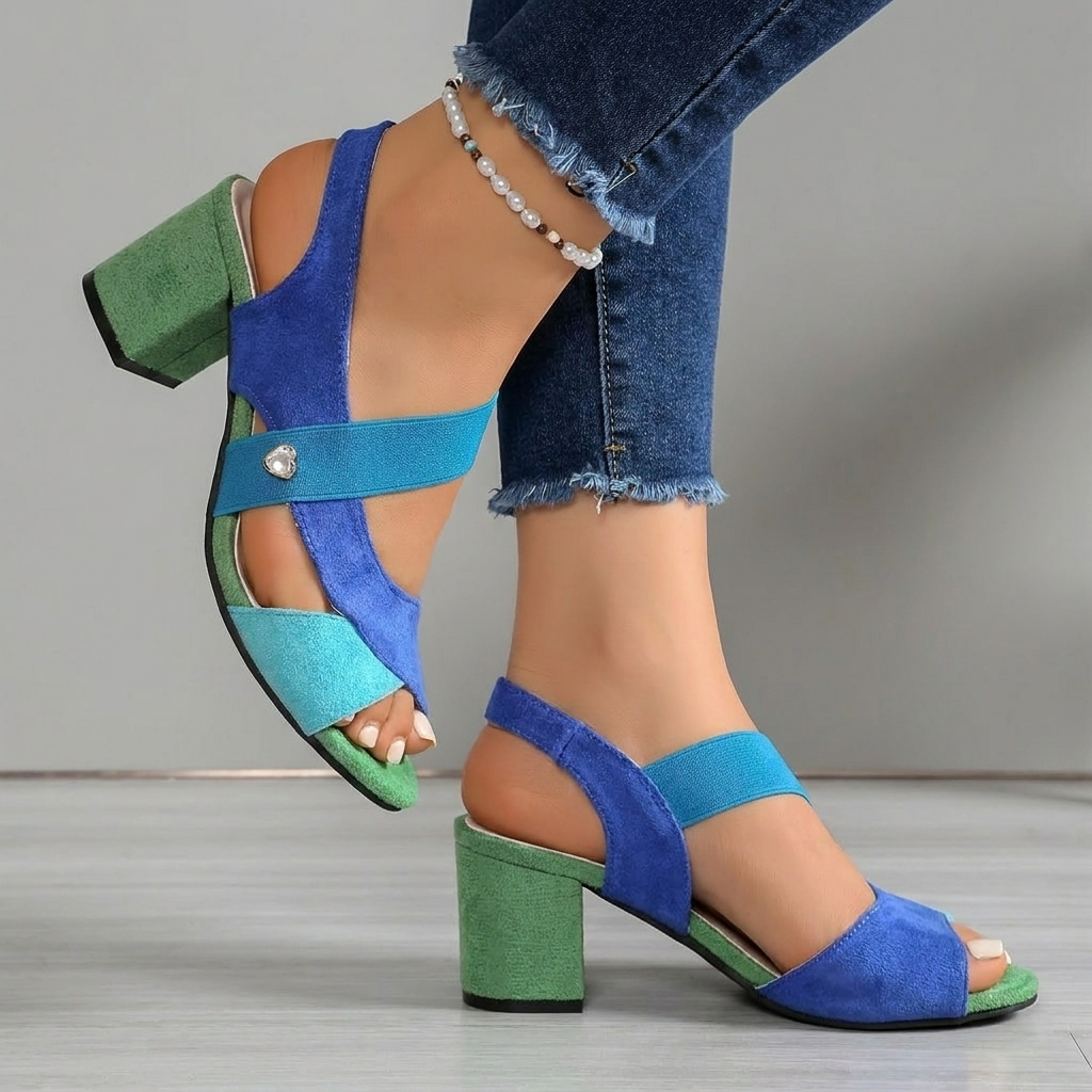 Azura | Ocean Blue Block Heel Sandals