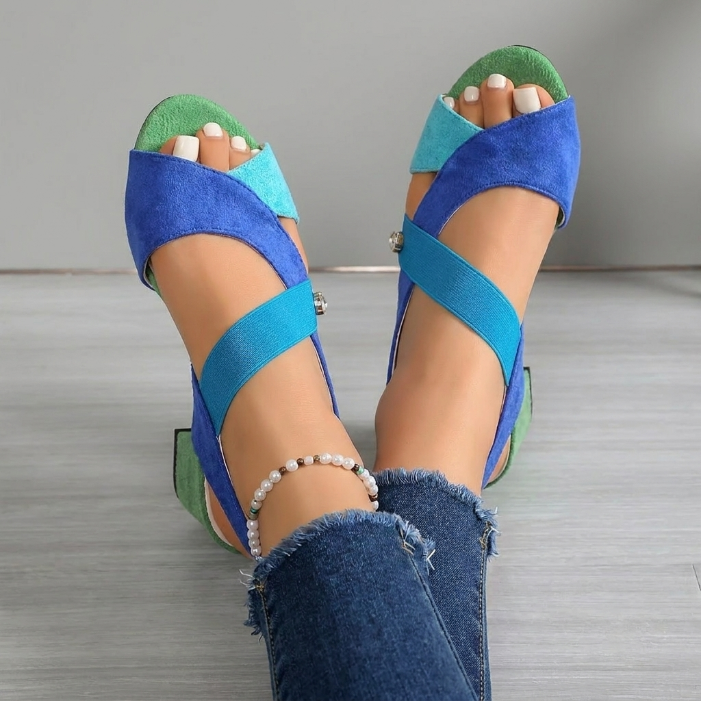 Azura | Ocean Blue Block Heel Sandals