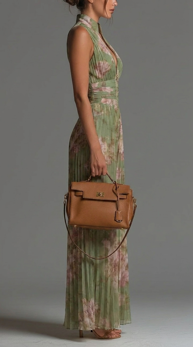 Lisette | Pleated Floral Jumpsuit with Wide-Leg Trousers