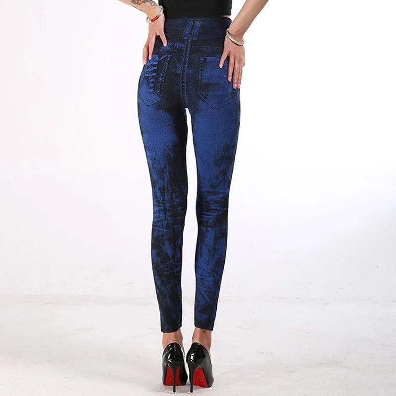 Leticia | High Waisted Denim-Look Stretch Leggings