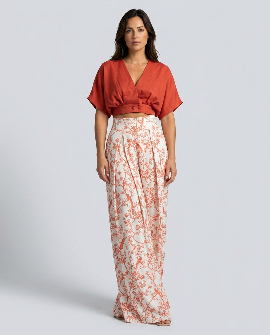 Elena | Printed Blouse & Flowing Trousers Co-ord Set