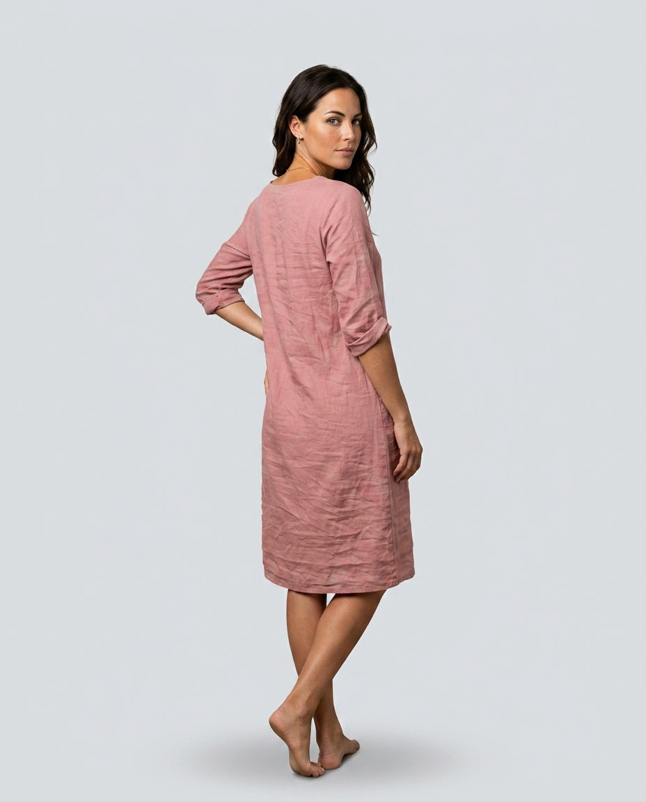 Dahlia | V-Neck 3/4 Sleeve Casual Midi Dress