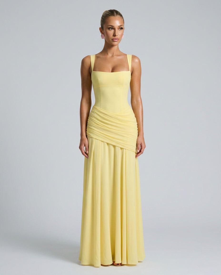 Hazel | Square Neck Backless Maxi Dress