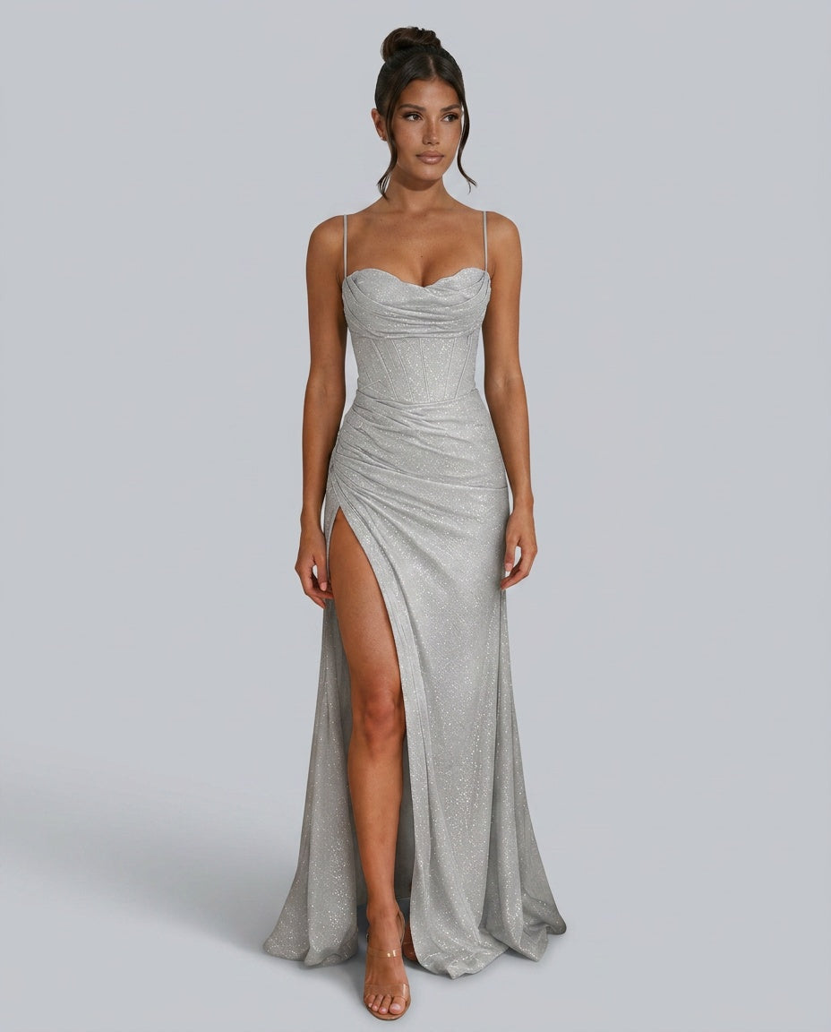 Julieta | Corset Bodice High Split Maxi Dress
