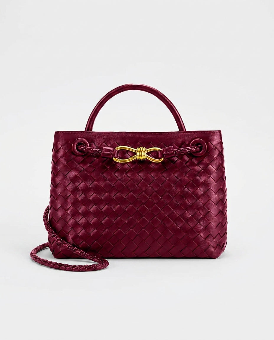 Woven Top Handle Woven Vegan Leather Bag