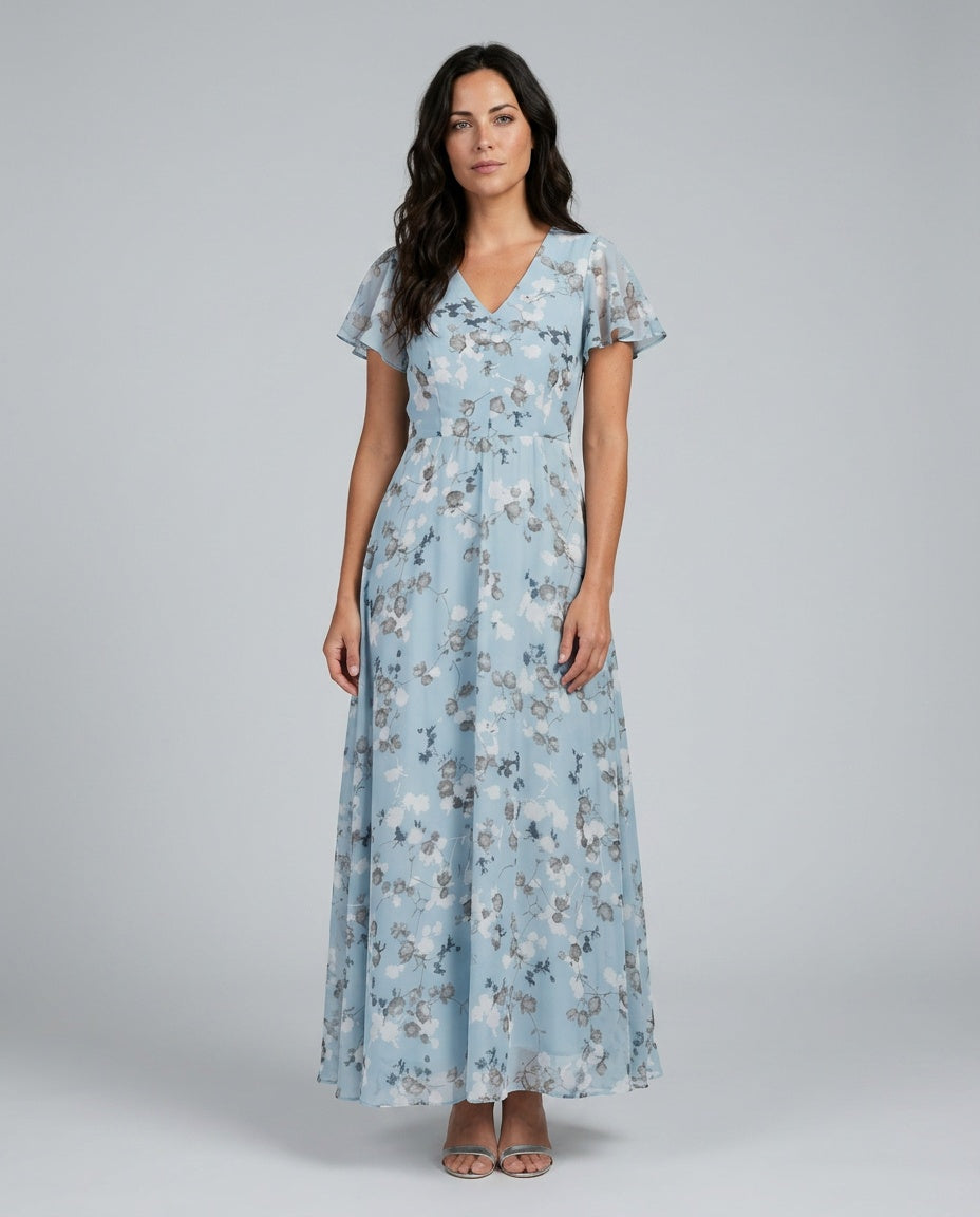 Liora | Floral Chiffon-Look Maxi Dress