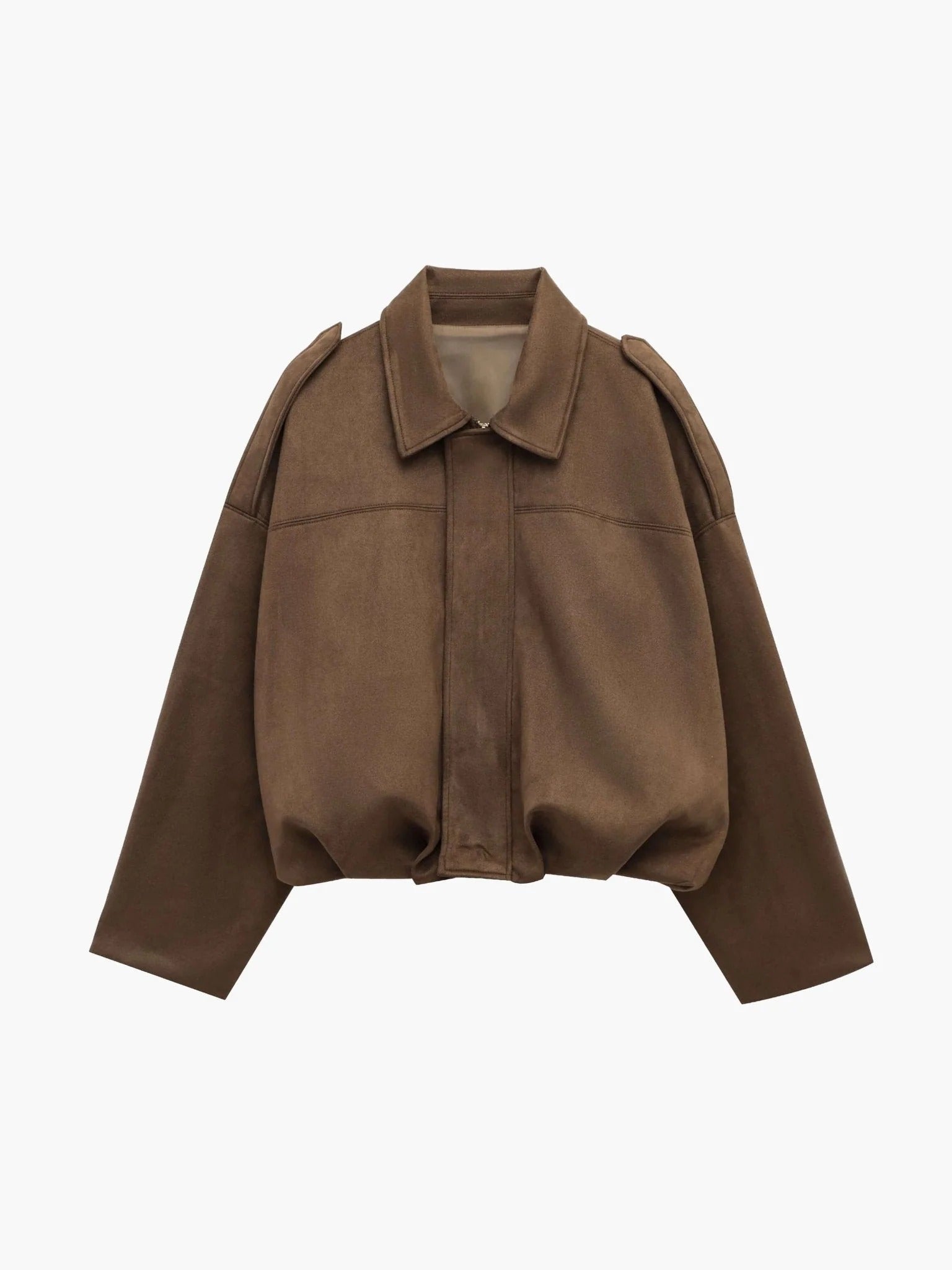 Quinn | Long Sleeve Faux Suede Bomber Jacket