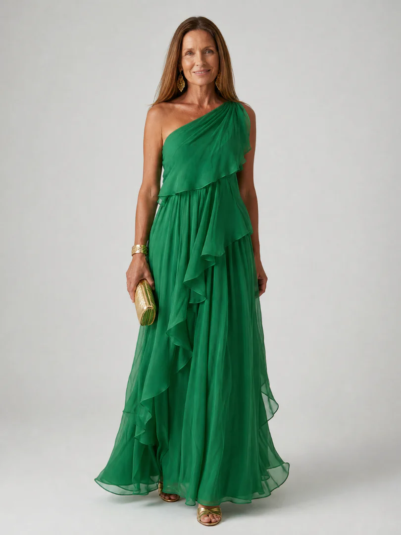 Emerson | Asymmetric Cascading Ruffle Maxi Dress