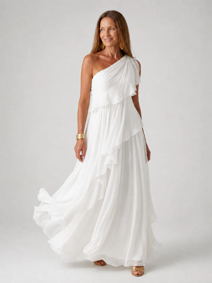 Emerson | Asymmetric Cascading Ruffle Maxi Dress