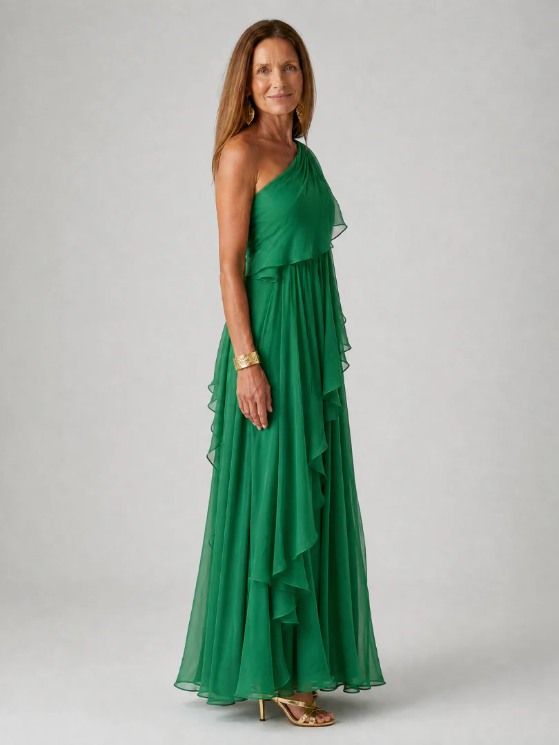 Emerson | Asymmetric Cascading Ruffle Maxi Dress