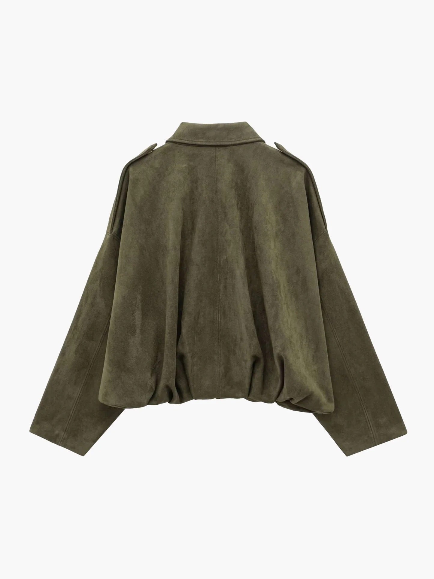 Quinn | Long Sleeve Faux Suede Bomber Jacket