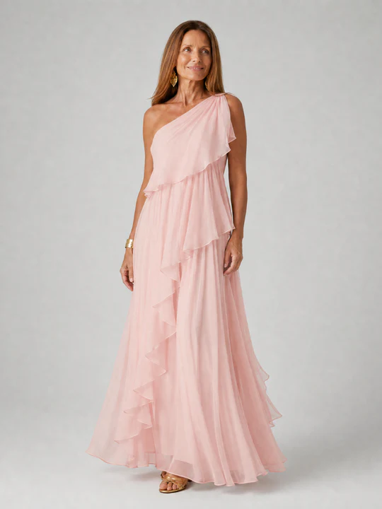Emerson | Asymmetric Cascading Ruffle Maxi Dress