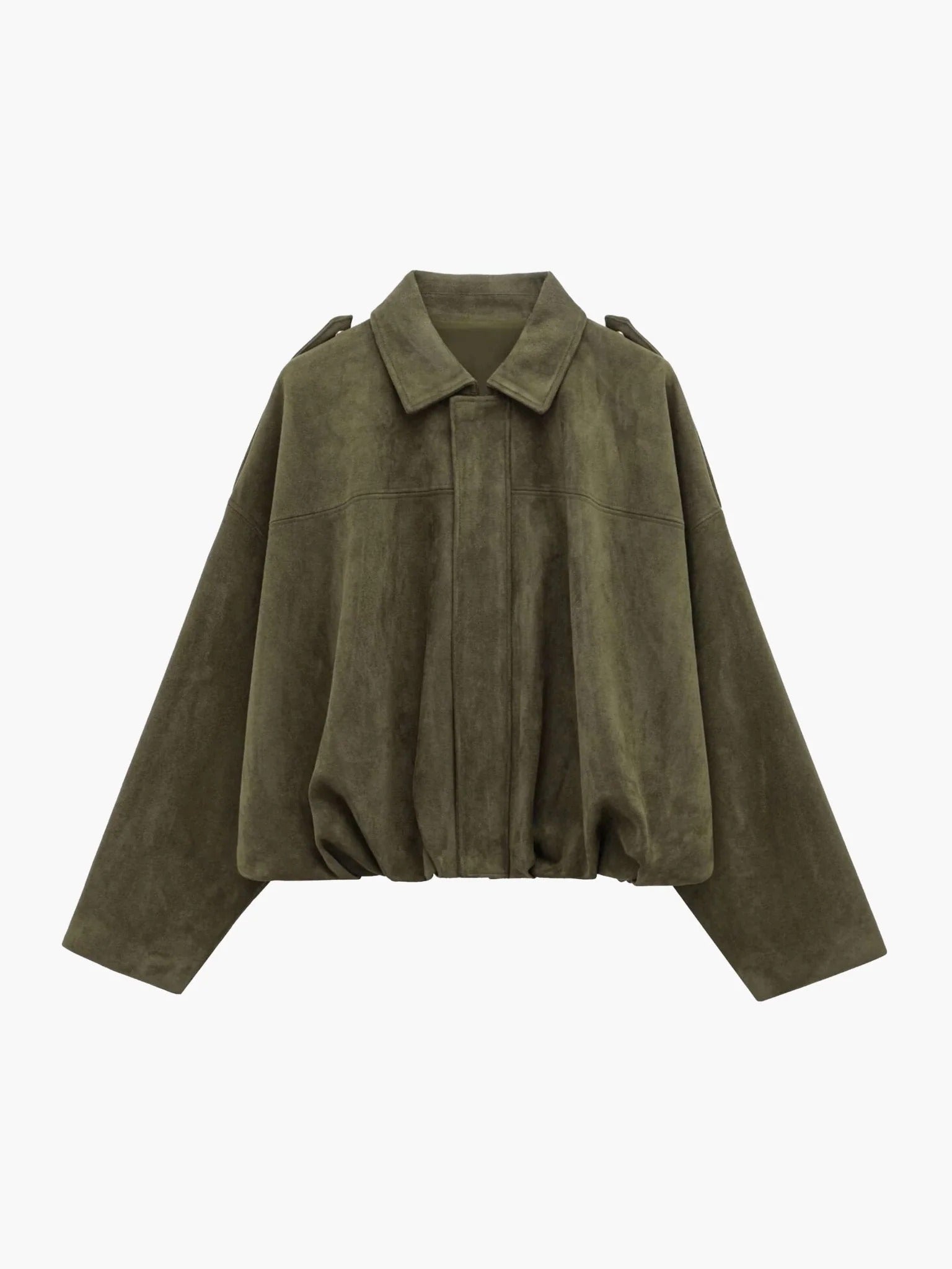 Quinn | Long Sleeve Faux Suede Bomber Jacket