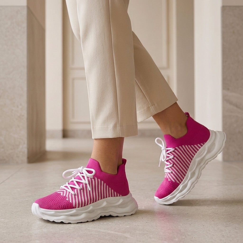 Laura | Cushioned Sole Knit Sneakers
