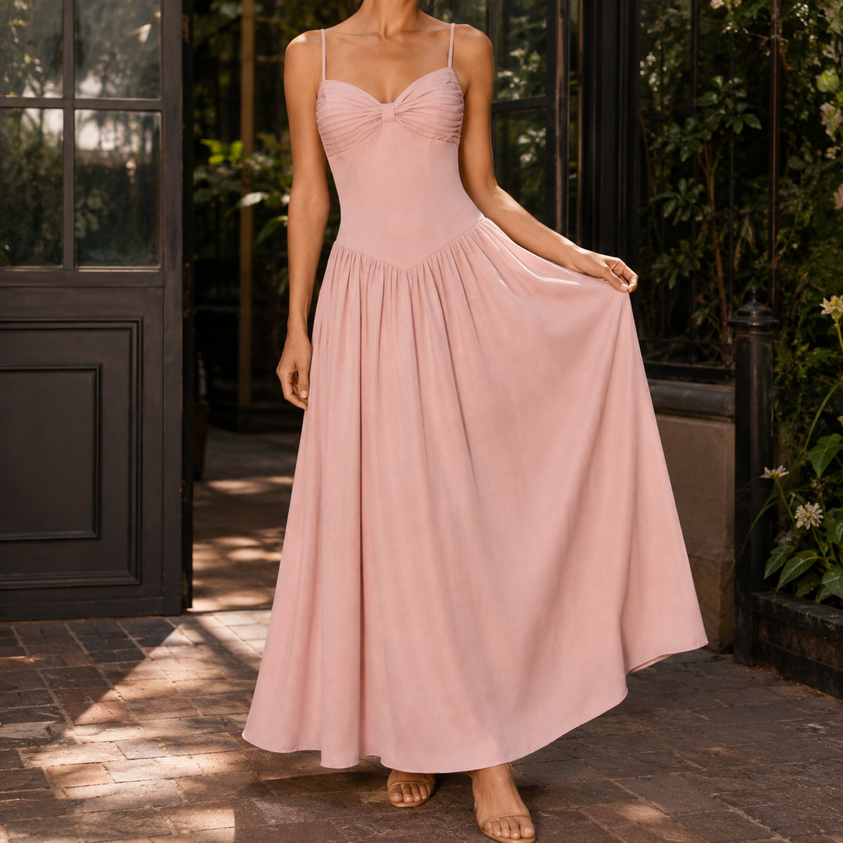 Josephine | Ruched Sweetheart Drop Waist Maxi Dress