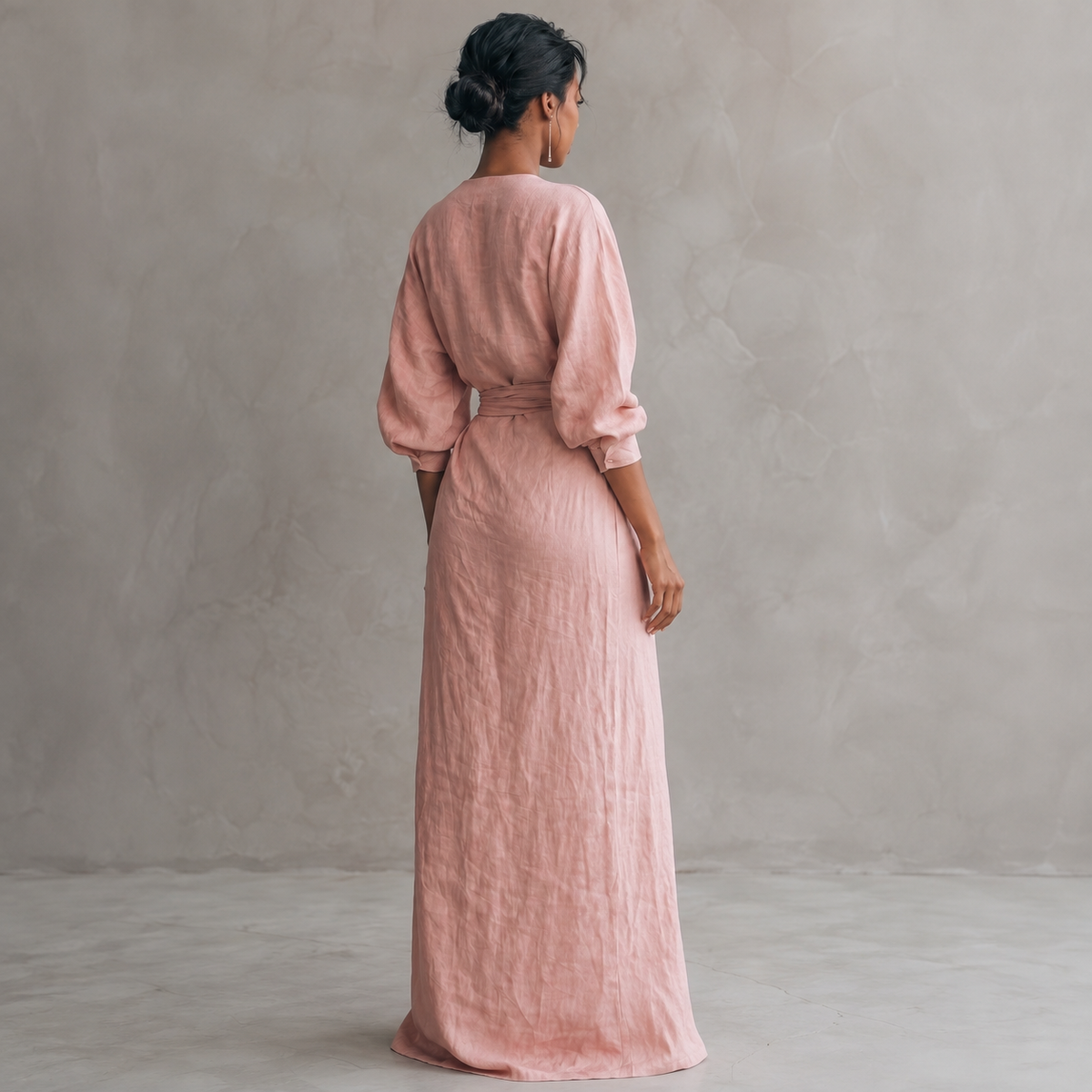 Pia | 3/4 Sleeve V-Neck Wrap Maxi Dress