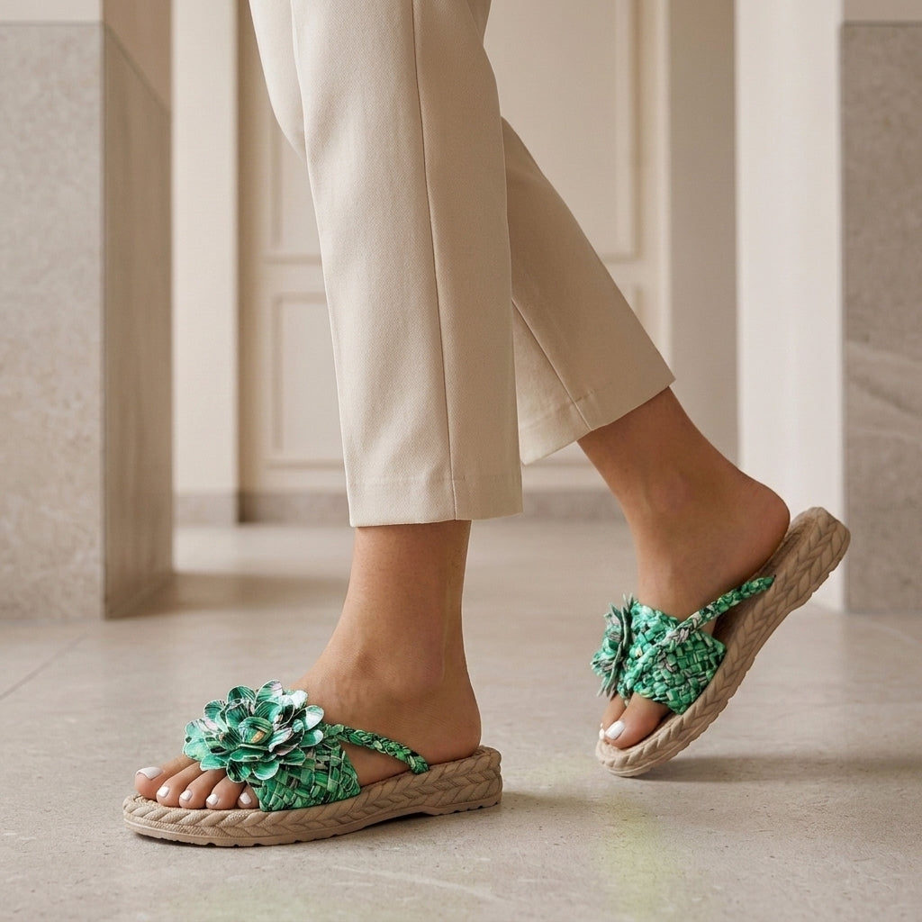 Floria | Floral Woven Platform Sandals