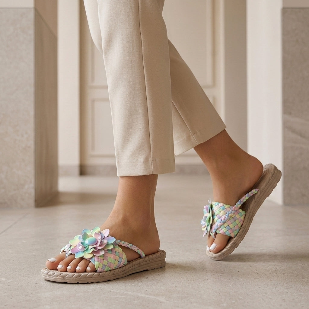 Floria | Floral Woven Platform Sandals