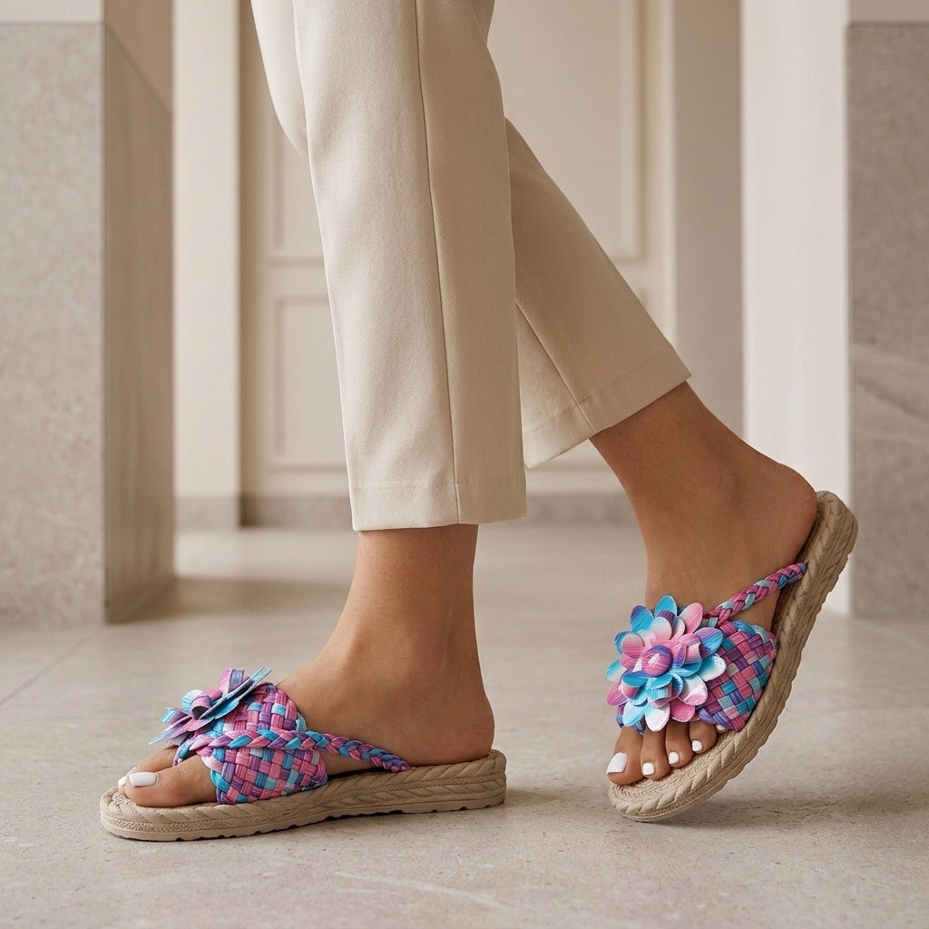 Floria | Floral Woven Platform Sandals