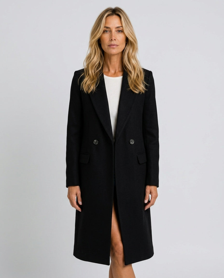 Piper | Double-Breasted Wool-Blend Long Coat