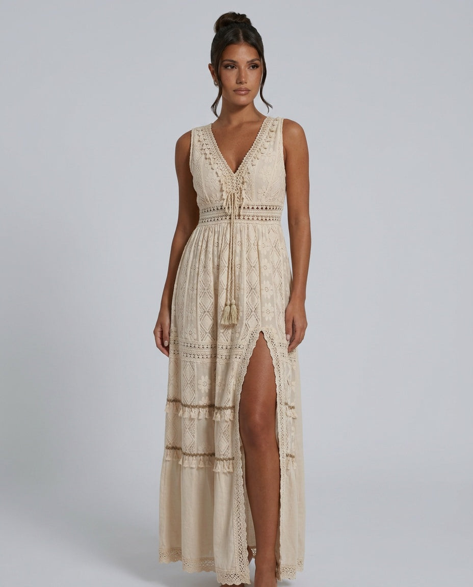 Josie | Flowy Boho Cotton-Blend Maxi Dress