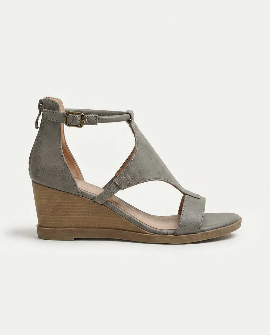 Fleur | Leather-Look Wedge Sandals
