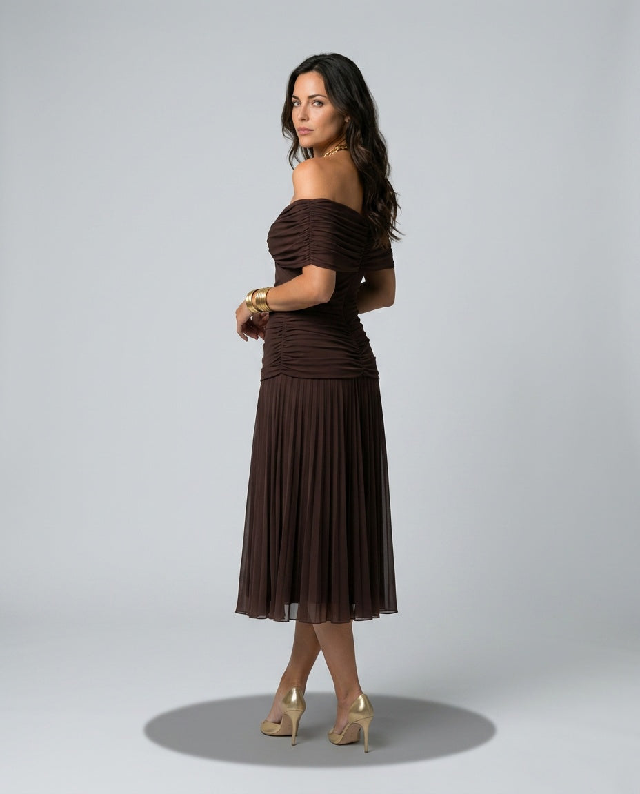 Orlene | Off-Shoulder Flowy Midi Dress
