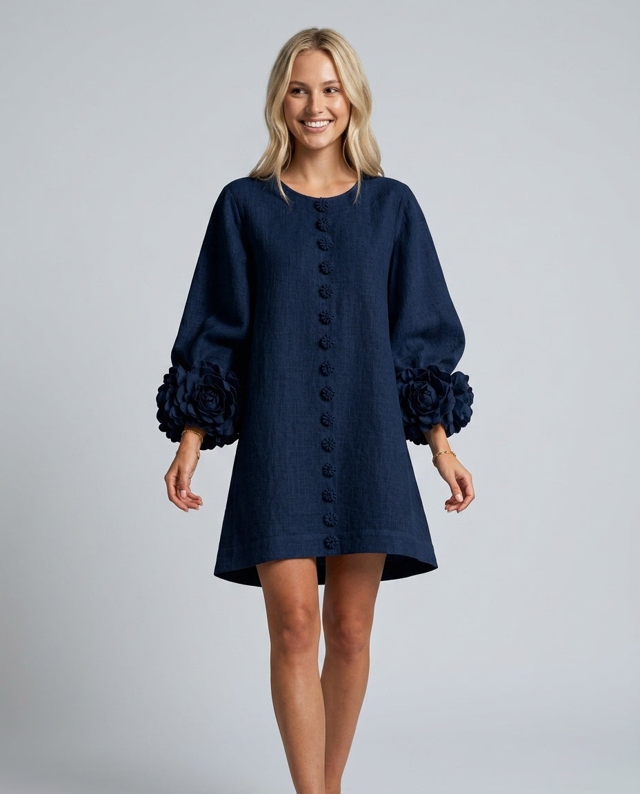 Mariana | Rosette Cuff Long Sleeve Mini Dress