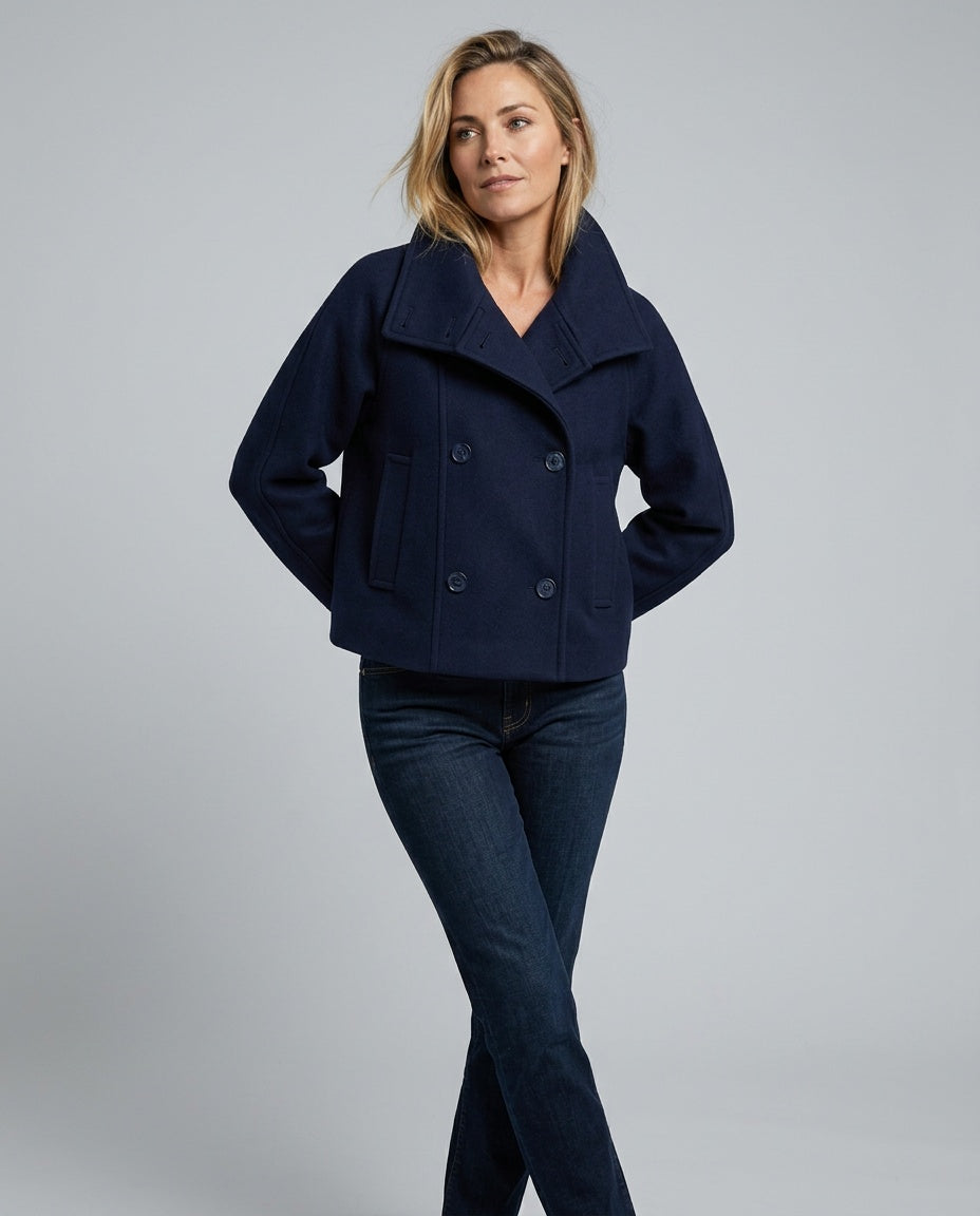 Callista | Double-Breasted Stand Collar Loose Jacket