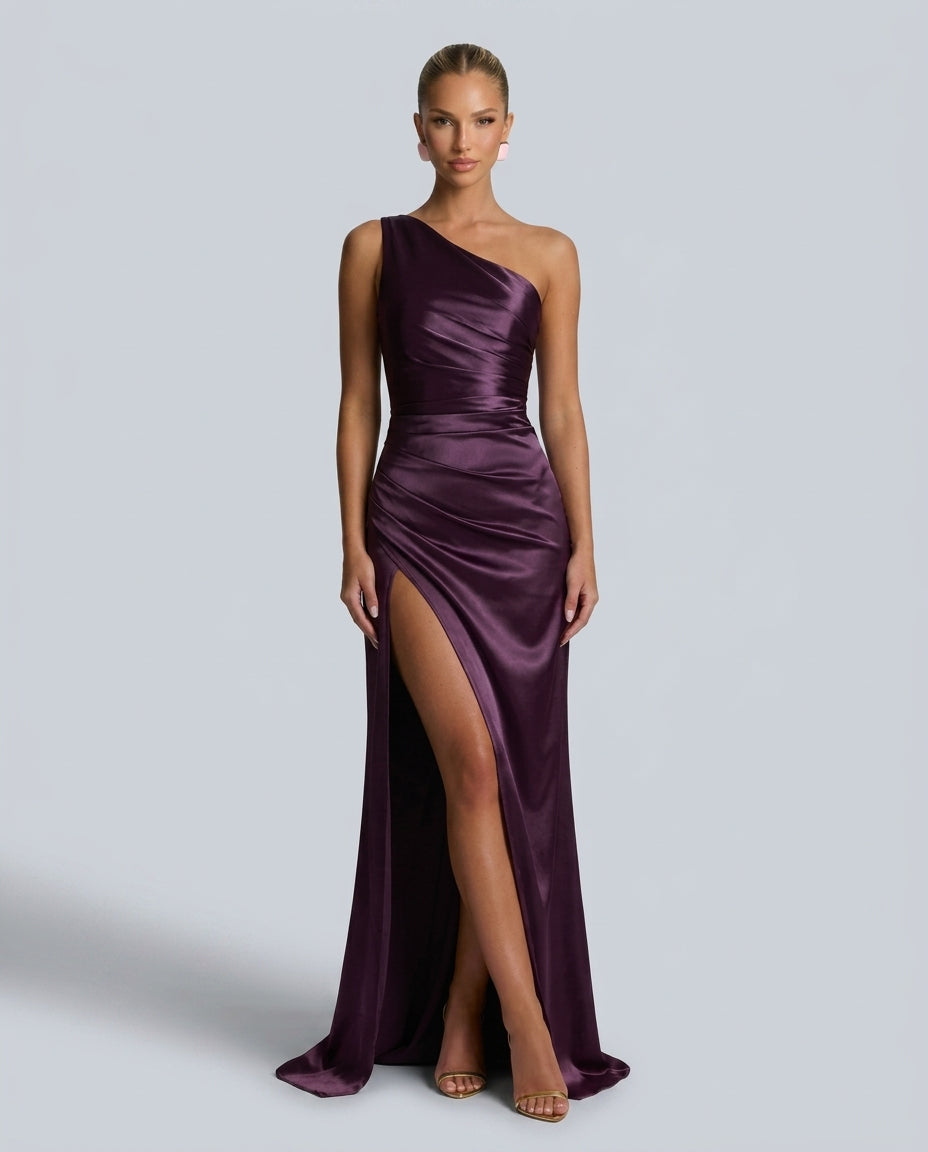 Romy | Satin-Look Side Slit Maxi Dress
