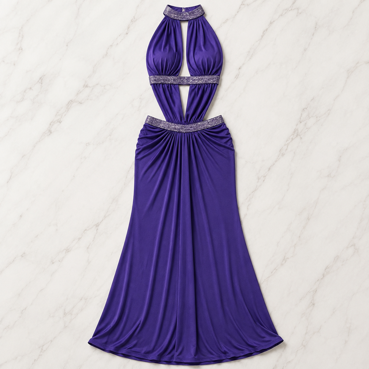 Celeste | Crystal Strap Caged Cut-Out Maxi Dress