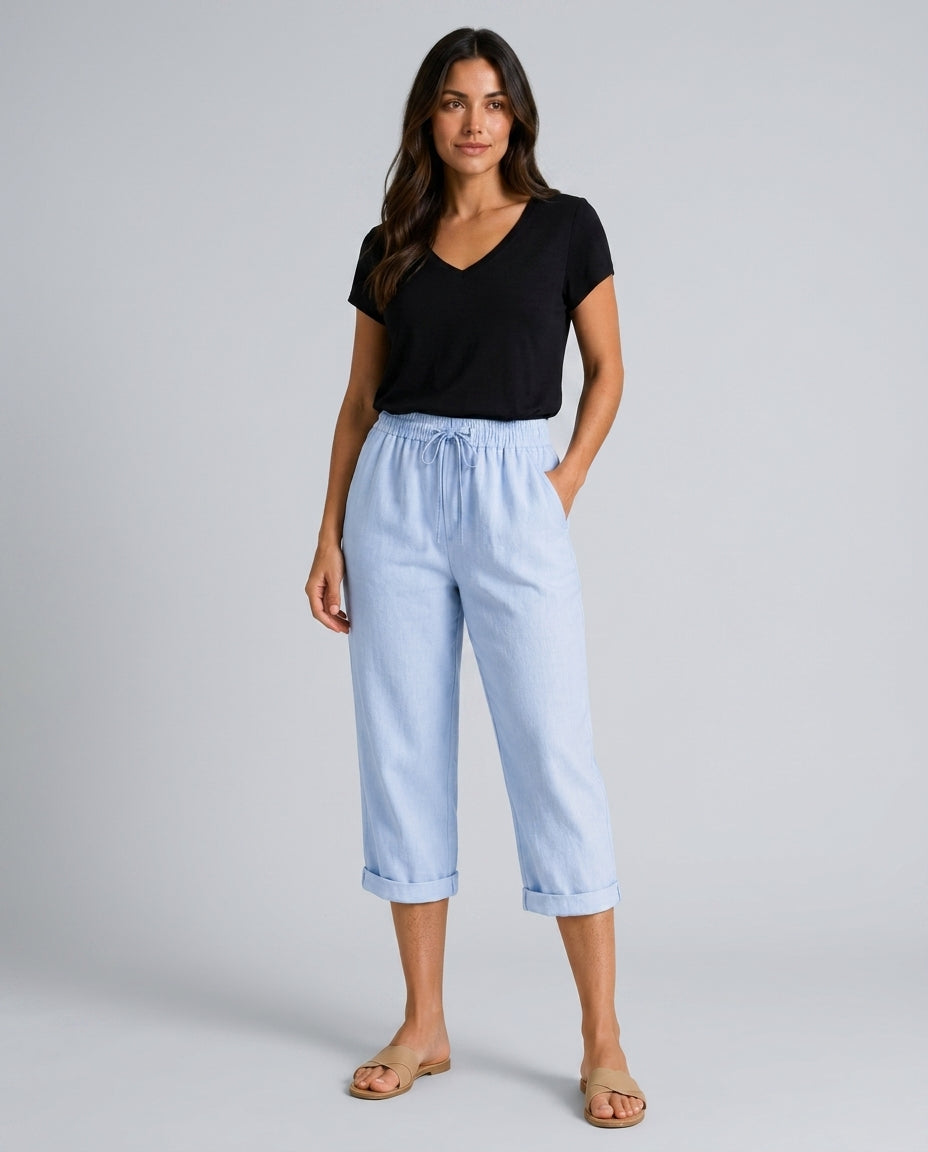 Halle | Wide Leg Culotte Trousers with Elastic Waist