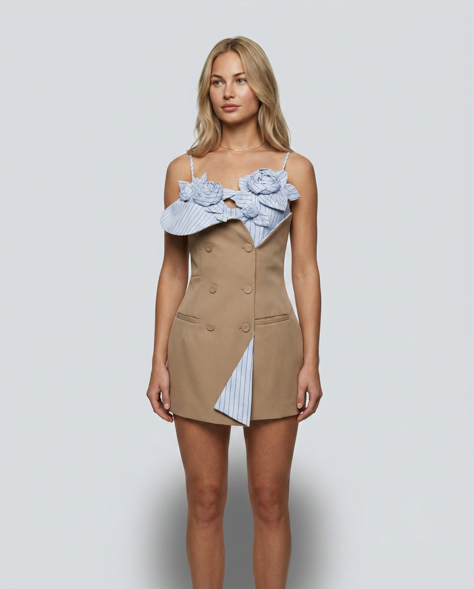 Edith | Striped Floral Blazer Mini Dress