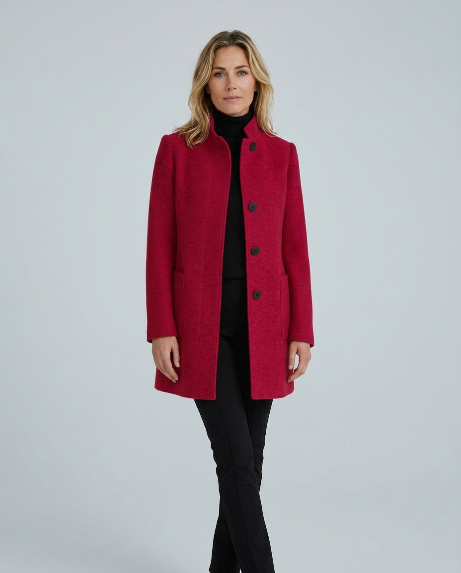 Hester | Tailored Wool-Blend Stand Collar Overcoat