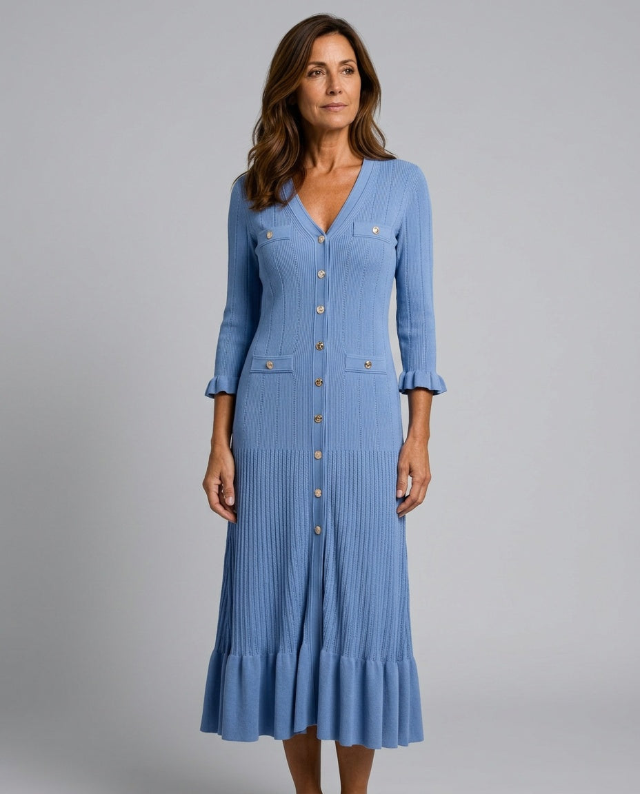 Callum | Button-Front A-Line Knit Midi Dress