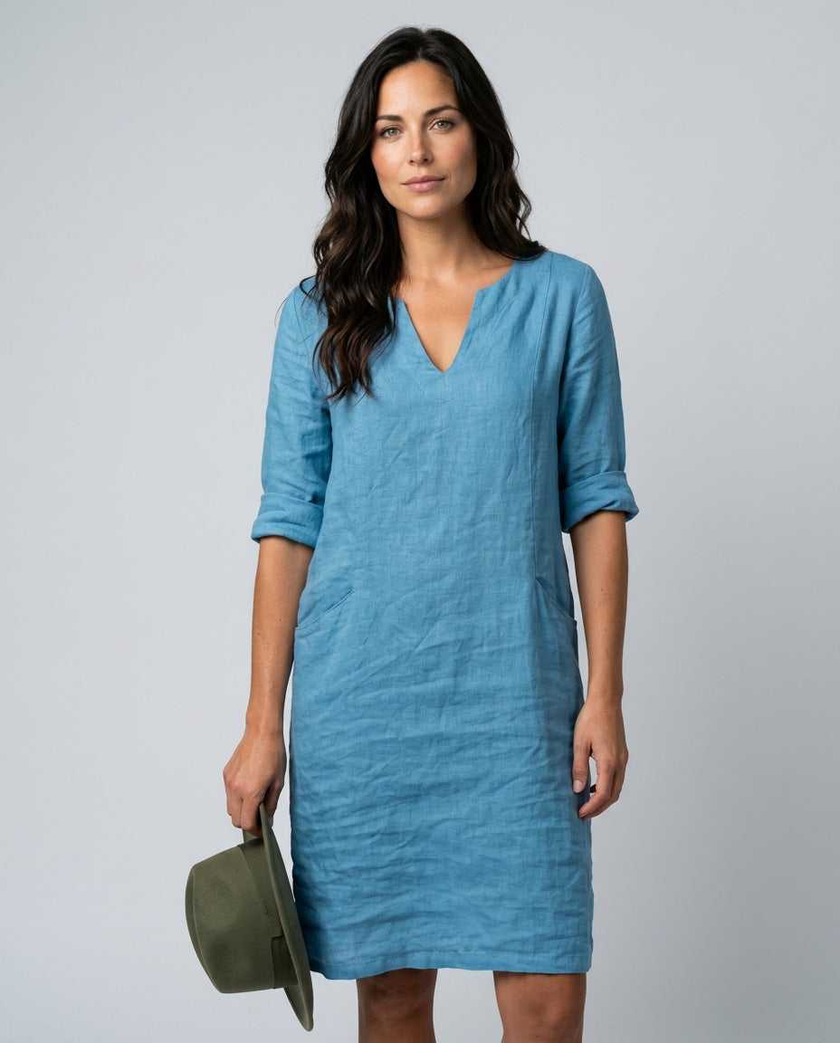 Dahlia | V-Neck 3/4 Sleeve Casual Midi Dress