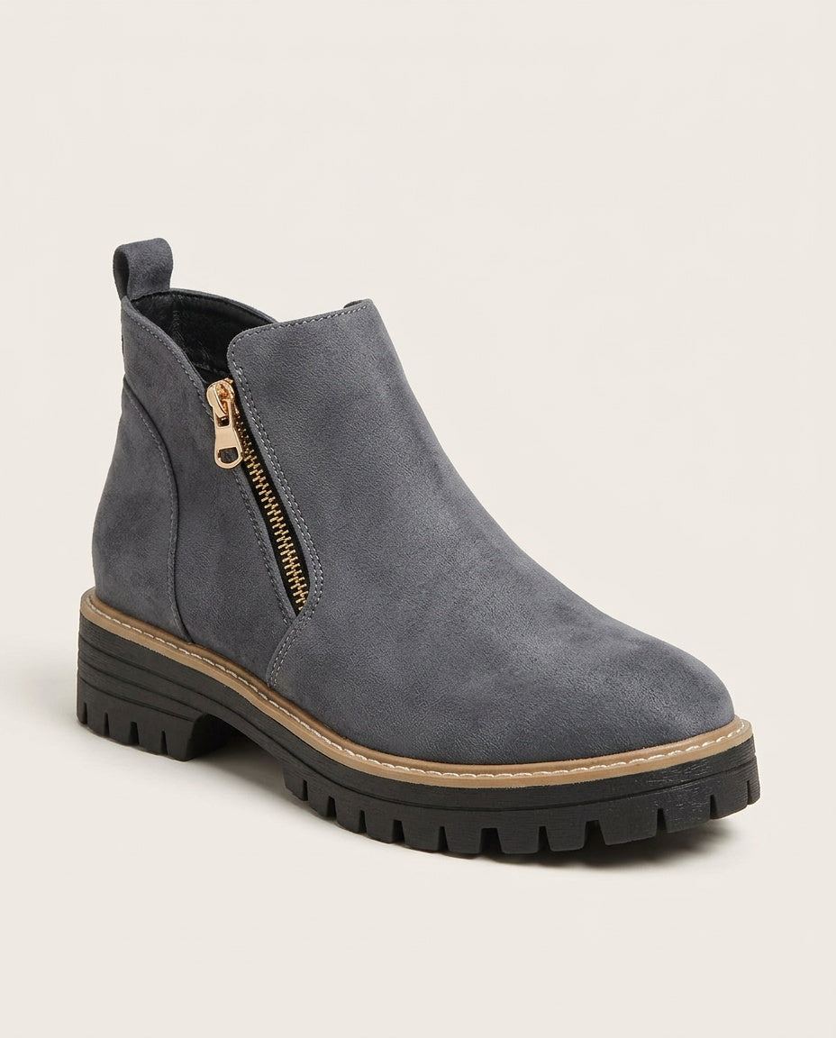 Rosa | Chunky Sole Zip Ankle Boots
