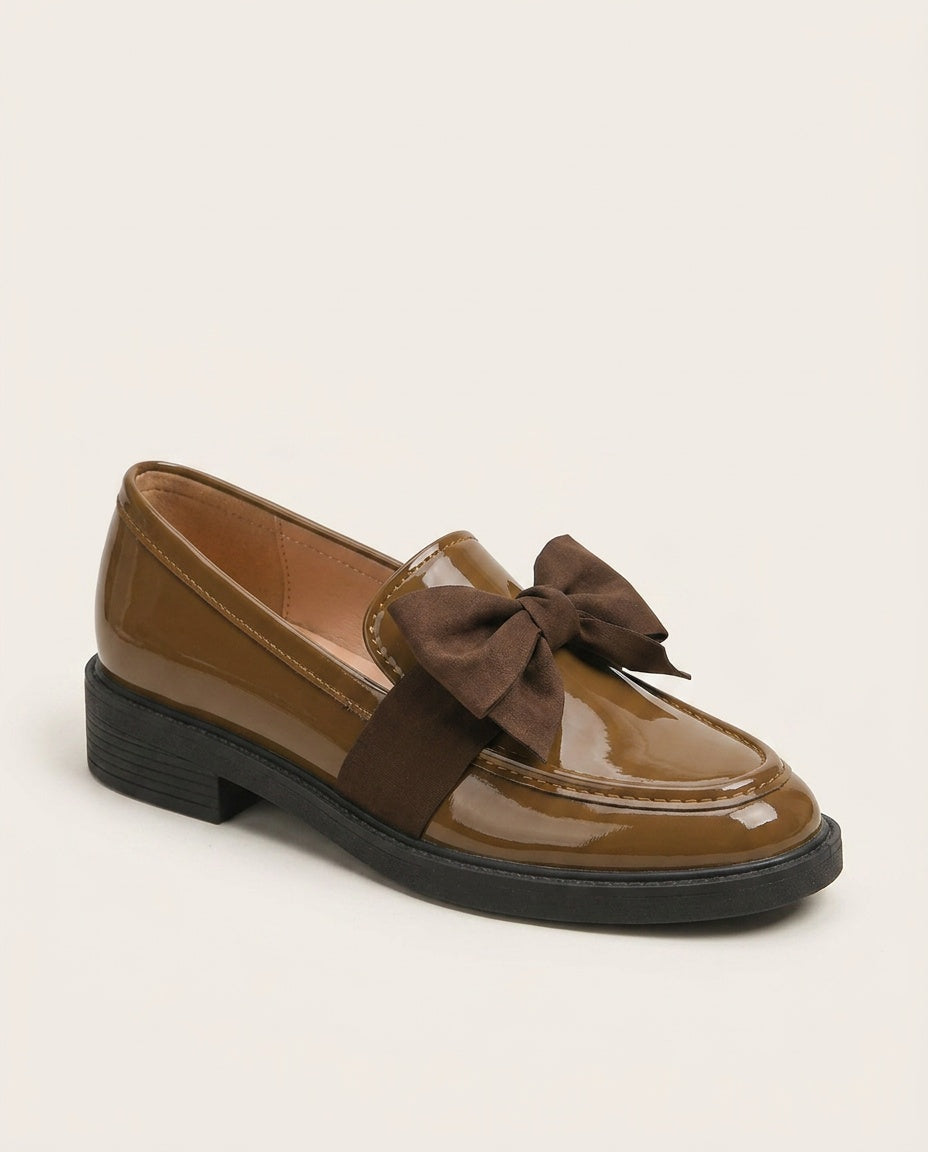 Emerson | Bow Detail Leather-Look Loafers