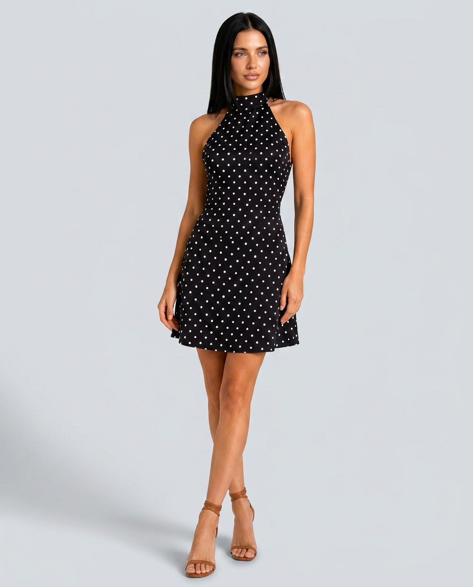 Presley | Polka Dot Halter Neck Mini Dress