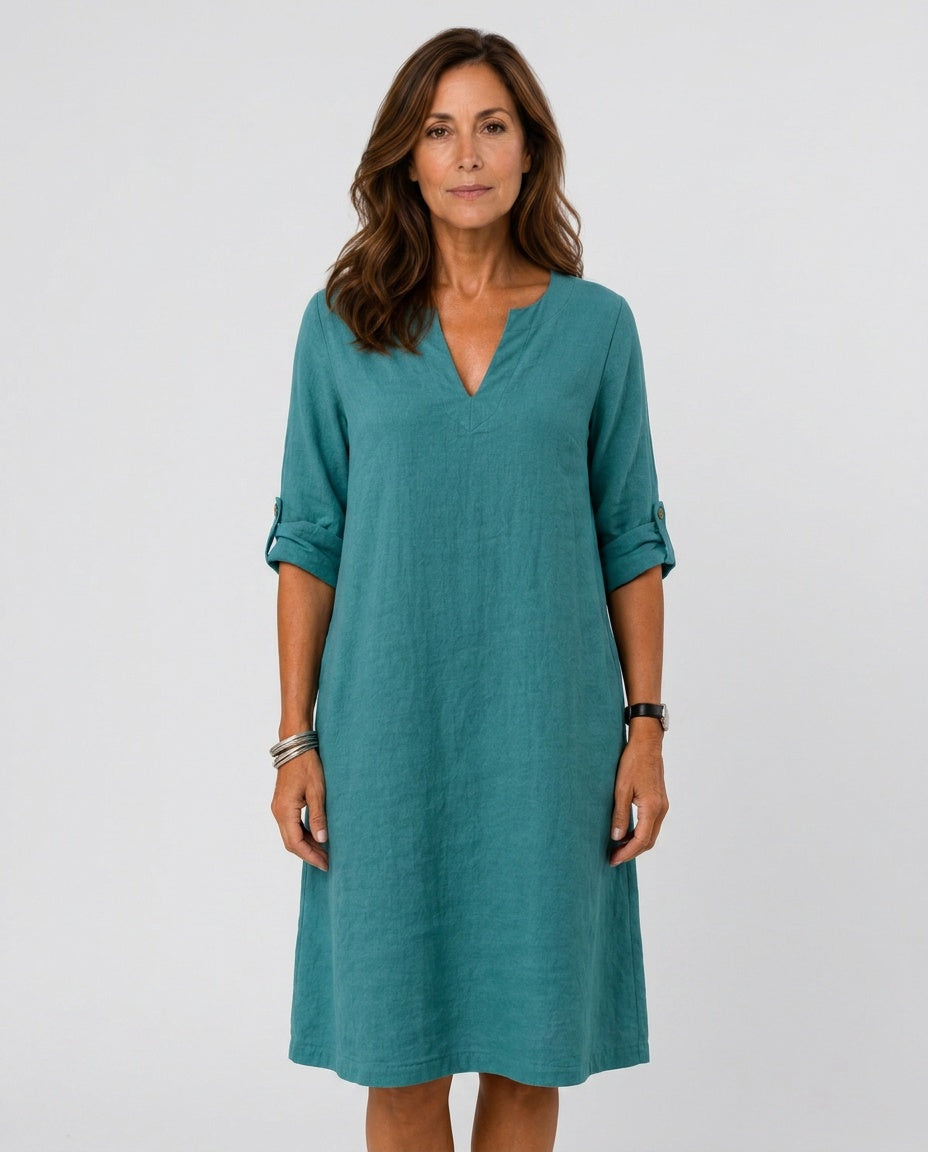 Helena | Relaxed-Fit Cotton-Blend Midi Dress