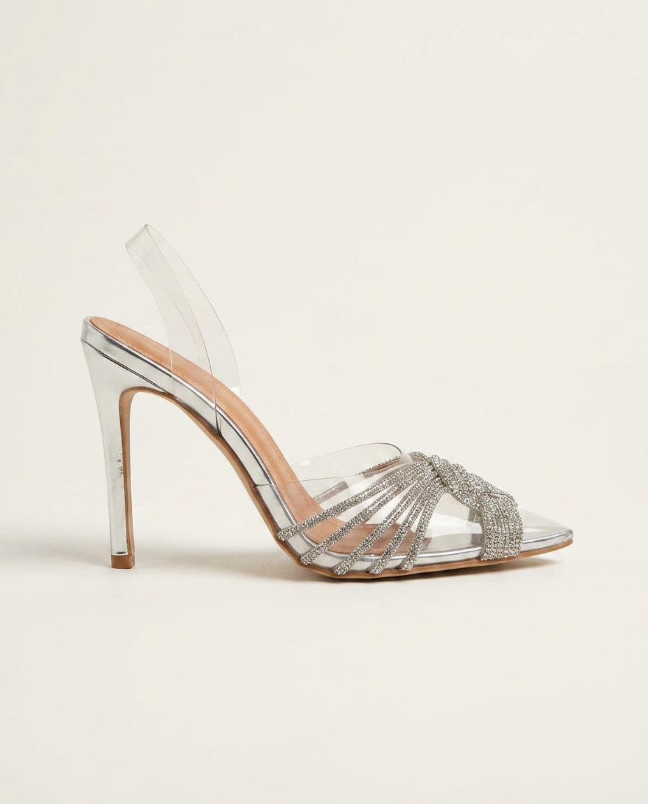 Lumi | Crystal Embellished Silver Sandals