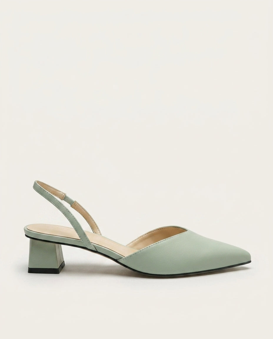 Gemma | Pointed Toe Slingback Block Heel Pumps