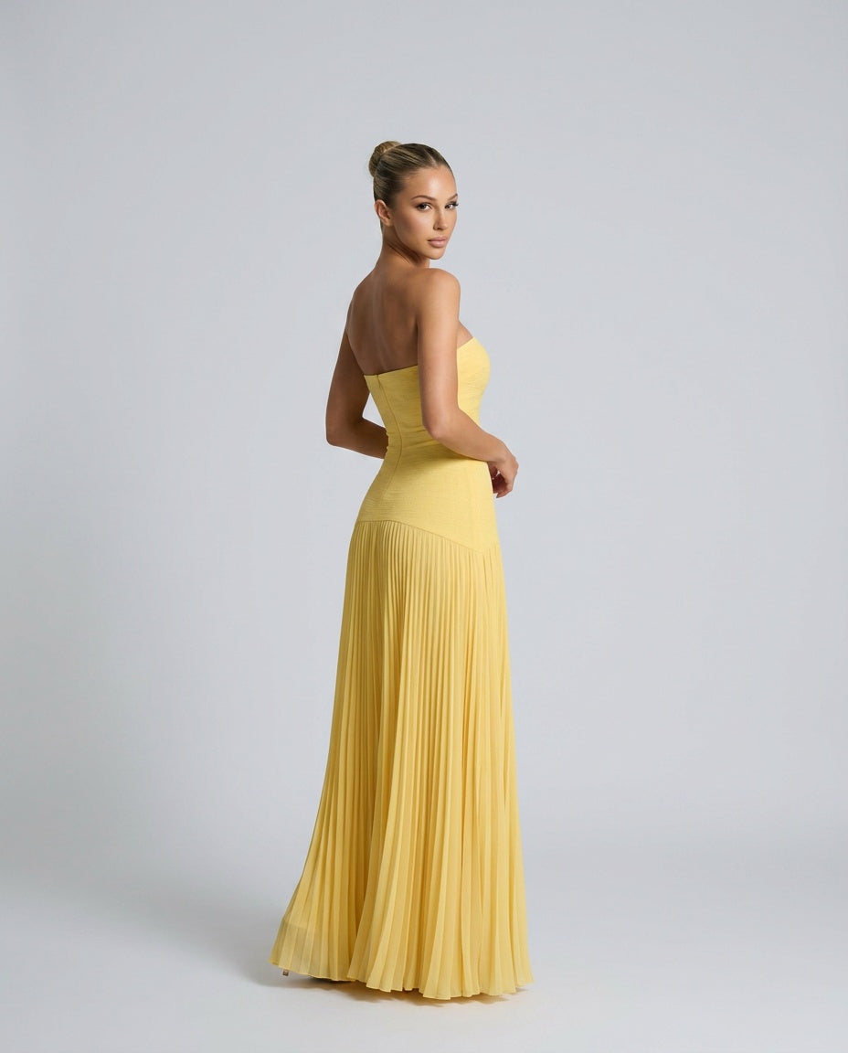 Nadia | Off-Shoulder Pleated Maxi Dress