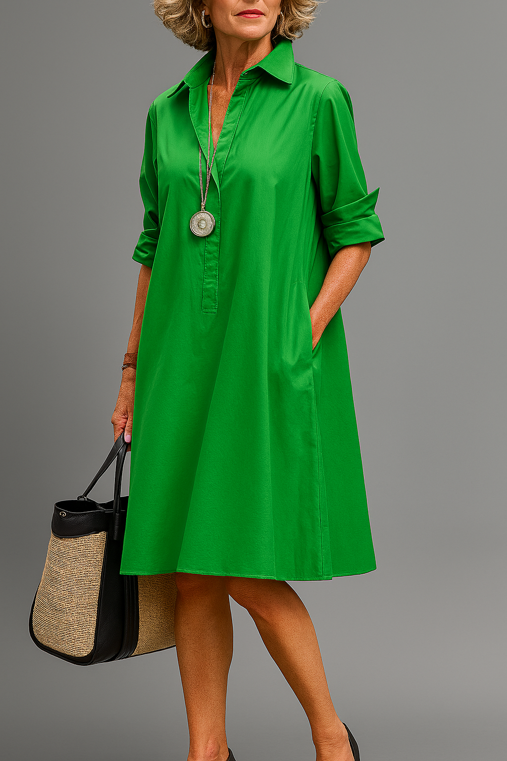 Estrella | Flowy Green Wedding Guest Midi Dress