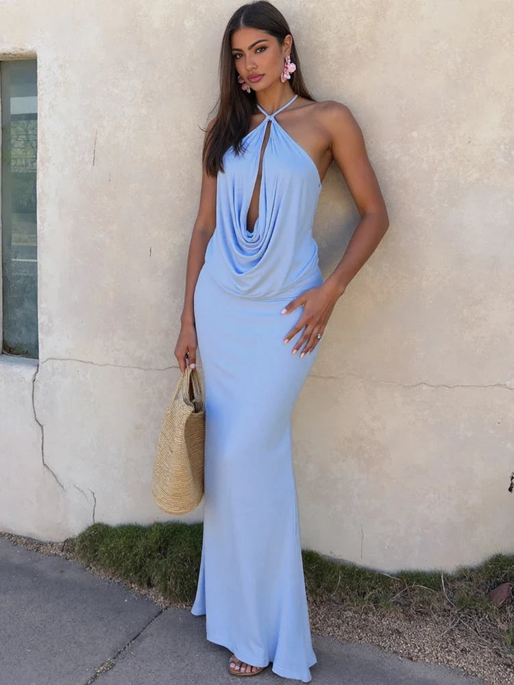 Marlowe | Halter Neck Draped Maxi Dress