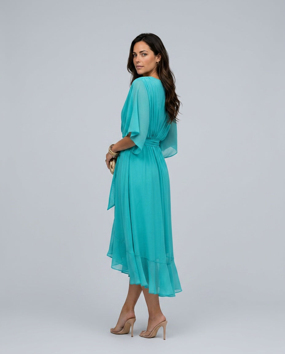 Sawyer | Soft V-Neck Flowy Midi Dress