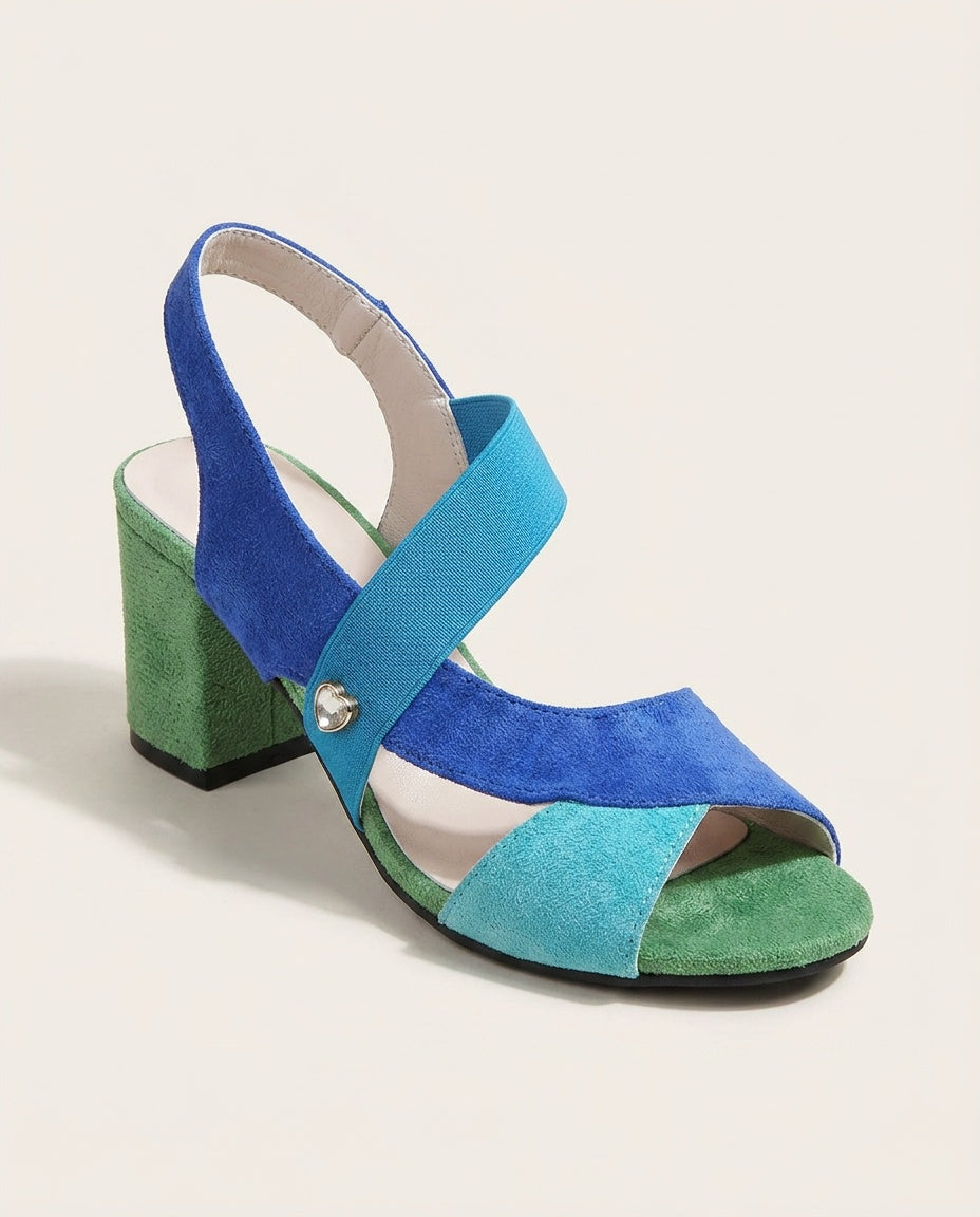 Azura | Ocean Blue Block Heel Sandals